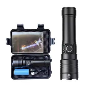 Rechargeable Flashlight 50000 Lumens Long Range Super Bright USB C LED Flashlight Long Life 5 Modes Powerful Zoomable Flashlights For Emergency Hiking