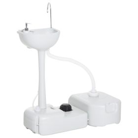 Portable Camp Sink Handwashing Basin, 4.5 Gal. Tank, 6.3 Gal. Recovery Tank, Rolling Wheels, Soap Disp, Foot Pump.