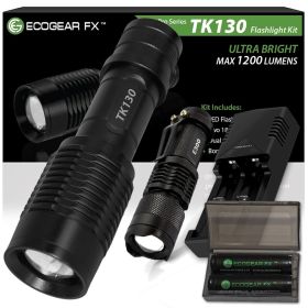 TK130 LED Flashlight Kit Includes Charger.  5 Light Modes Including S.O.S.  Camping Sturdy.  Waterproof.