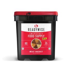 60 Serving Freeze Dried Meat Bucket + 20 Servings Of Rice.  Roasted, Southwest, Teriyaki, Stroganoff, Beef and Chicken