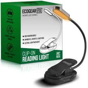 LED Clip-On Book Reading Light.  Rechargeable Battery, 3 Modes, Flexible.  Handy for Camping and Traveling.