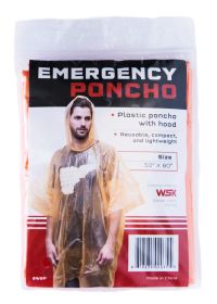 Emergency Poncho with Hood for Protection Against Rain or Snow.  Lightweight and Waterproof to Keep You Dry.