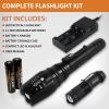 ZX-1XL 18650 LED Tactical Flashlight Kit. Adjustable Zoom, 5 Light Modes. Waterproof. Batteries Included.