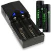 18650 Battery Kit, Button Top Batteries with Charger & Storage Case (18650-KITBT).