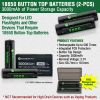 18650 Battery Kit, Button Top Batteries with Charger & Storage Case (18650-KITBT).