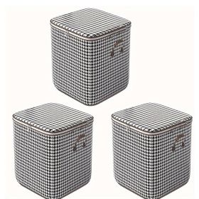 3pcs Set,100L,Stylish Foldable Zippered Storage Bags, Travel Organizer,Large Capacity, Portable, Moisture-Proof Non-Woven Fabric Solution, Houndstooth
