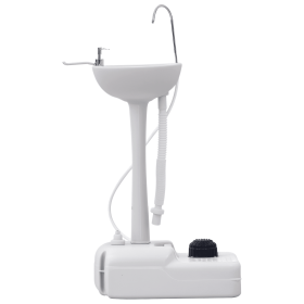 Hand-Wash Camping Sink 20", 4.5 Gals. with Towel Holder and Soap Dispenser, Wheels, Portable.  No Wastewater Tank.