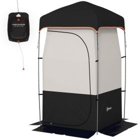 Camping Shower Tent, Portable Privacy Shelter with Solar Shower Bag, Removable Floor and Carrying Bag, Black.