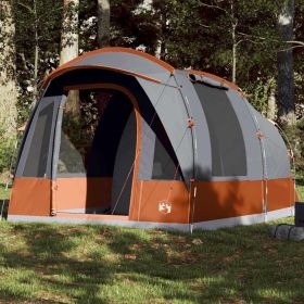 Camping Tent Tunnel 3-Person, Gray and Orange. Waterproof, Windproof, Heavy-Duty Ground Sheet.