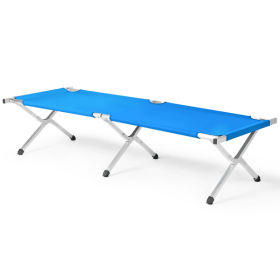 Portable Folding Camping Cot with Carrying Bag.  Sturdy and Durable.  Blue.