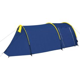 Camping Tent 4 Persons Navy Blue/Yellow.  Easy Set-up.