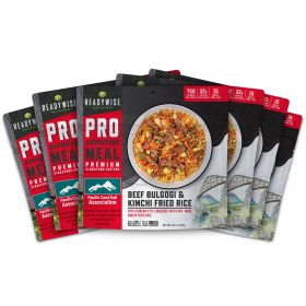 6-Ct ReadyWise Pro Adventure Meal Beef Bulgogi, Kimchi Fried Rice. Spicy Korean-style BBQ flavor Beef, Savory Rice.