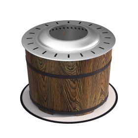 Outsunny Smokeless Fire Pit with Fireproof Mat, 20" Barrel Style Portable Wood Burning Firepit. Smoke-free,
