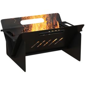 Outsunny 3-In-1 Portable Fire Pit, Stove, Coffee Table, Wood Burn or Charcoal, with Carry Bag  for Camping.