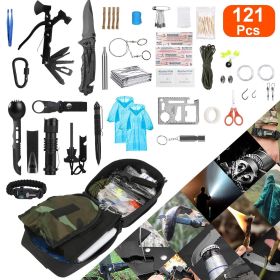 121-Pc Survival Kit Professional Emergency Gear, Tactical First Aid Supplies for Camping Hiking Survival. With Backpack.
