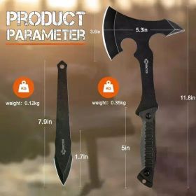 Throwing Axe and Knife Set for Outdoor Enthusiasts or Survival.