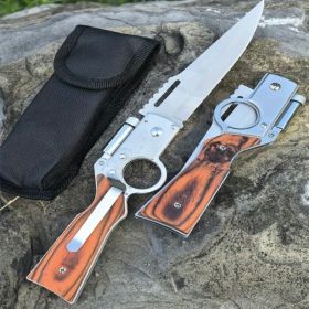 EverydayCarry Tactical Knife for Outdoor and Urban Survival.  Finger-hold.  Handy LED light and belt clip.