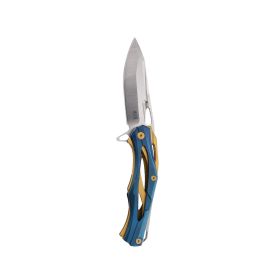 Morpher Folding Knife with Blue Titanium Handle, Liner Lock and Pocket Clip.