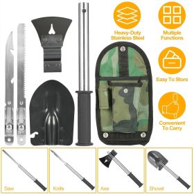 6-in-1 Multi Tool Survival Kit Shovel Knife Axe Saw Nail Puller w/ Pouch. Outdoor Camping Gear. Anti-Slip Grip.