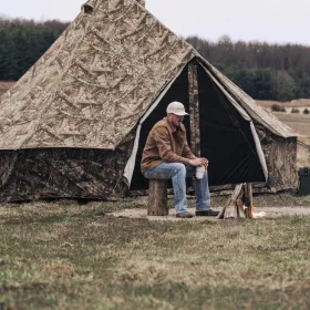 Regatta Bell Tent - 13'  (Realtree Edge). Canvas. Stove Jack. Camping, Glamping, Long-Term Shelter. White Duck.