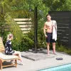 9.2 Gallon Solar Heated Outdoor Shower with 2 Free-Rotating Shower Heads & Foot Showers, 7.1ft Tall, for Camping.