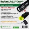 TK120 Professional LED Flashlight Kit with Batteries & Charger for Home, Outdoor, Security, Professionals.