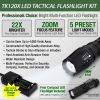 TK120X LED Tactical Flashlight Kit With 5 Modes.  Sturdy, Weatherproof, Useful in Disasters or Emergencies, Security.