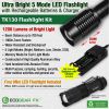 TK130 LED Flashlight Kit Includes Charger.  5 Light Modes Including S.O.S.  Camping Sturdy.  Waterproof.