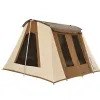 Prota Lightweight Canvas Tent, 10'x10' Desert Red (Brown/Tan).  White Duck Canvas. Mesh Windows. Groundsheet.