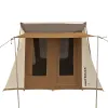 Prota Lightweight Canvas Tent, 10'x10' Desert Red (Brown/Tan).  White Duck Canvas. Mesh Windows. Groundsheet.