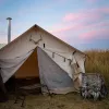Alpha Wall Tent - 10' x 12' (Water Repellent).  White Duck Canvas for 3-4 Season Camping.  Stove Jack.  Durable, Sturdy.