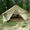 Alpha Wall Tent,12' x 14' (Water Repellent). Heavy Canvas, White Duck.  Durable 3-4 Season Camping, Stove Jack.