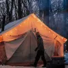 Alpha Wall Tent,12' x 14' (Water Repellent). Heavy Canvas, White Duck.  Durable 3-4 Season Camping, Stove Jack.