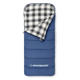 Slumbernest Sleeping Bag - 20F.  White Duck.  Blue.  Buttery Soft Brushed Flannel Interior.  Camping.  Free Shipping.