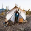Alpha Wall Tent - 8' x 10' (Fire and Water Repellent). White Duck, Stove Jack, 3-4 Season. Sturdy, Durable.