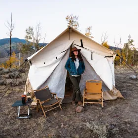 Alpha Wall Tent - 8' x 10' (Fire and Water Repellent). White Duck, Stove Jack, 3-4 Season. Sturdy, Durable.