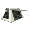 Prota Lightweight Canvas Tent, 10'x14' (Forest Green) with Stove Jack. Weatherproof. Easy Set Up. White Duck Canvas.