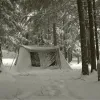 Prota Lightweight Canvas Tent, 10'x14' (Forest Green) with Stove Jack. Weatherproof. Easy Set Up. White Duck Canvas.