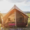 Rover Scout Tent 8'x9' (Sandstone Beige, Water Repellent) with Stove Jack. 2 Windows, 2 Doors.  White Duck.  Canvas.