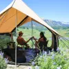 Rover Scout Tent 8'x9' (Sandstone Beige, Water Repellent) with Stove Jack. 2 Windows, 2 Doors.  White Duck.  Canvas.