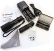 ZX-2 Professional LED Flashlight Kit, Zoom Focus, 5 Light Modes. Includes Charger, Batteries, Case, Manual.  Rugged.