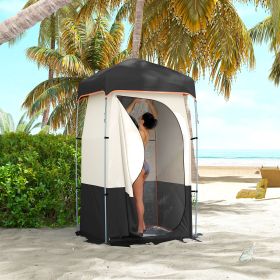 Camping Shower Tent, Toilet Enclosure, Changing Room.  Double Roof, Removable Floor.  5.3 Gallons.  For Camping. (Option: Black-730x170x170 mm)