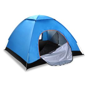 4-Person Camping Tent.  1-Pc. Instant Set-up Tent With Mosquito Net Doors, Carrying Bag, Waterproof.  Camp, Hike. (Option: Blue)