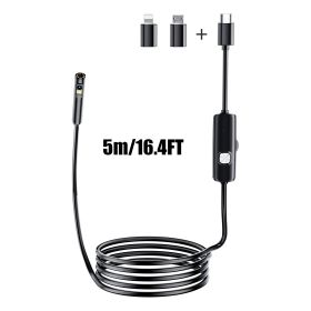 Lighted Endoscope Dual Camera, 1920P HD Endoscope Tool With 8 Adjustable LED Lights, Endoscope With Semi-Rigid Snake Camera, Waterproof 8mm Wide-Angle (Option: 5M)