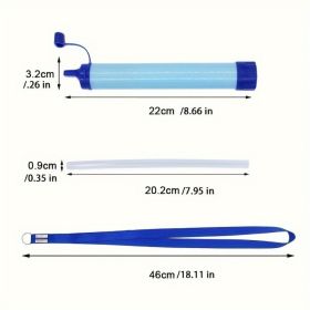 Personal Water Filter for Hiking, RV Camping, Travel, and Emergency Preparedness.  Clean Water from Streams. (Option: Blue)
