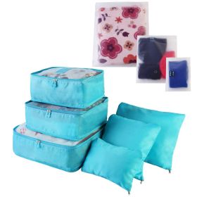9Pcs Per Set Clothes Storage Bags Water-Resistant Travel Luggage Organizer Clothing Packing Cubes For Blouse Hosiery Stocking Underwear (Option: Blue)