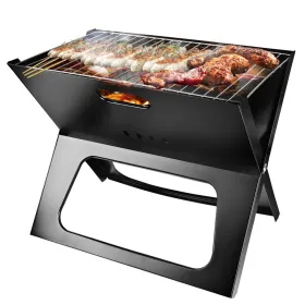 Portable BBQ Barbecue Grill Foldable Charcoal Grill Camping Hiking Fishing Outdoor Travel Folding Grill. (Option: Black)