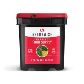 120-Serving Freeze Dried Fruit Bucket. Bananas, Peaches, Strawberries, Apples. Sealed 8-Svg. Pouches. 20-yr shelf life. (Option: Dried Vegetable)