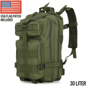 XG-MB30 - Small Tactical Backpack Survival Assault Bag 30-Liter Molle Daypack for Hiking, Camping. Waterproof. (Color: Army Green)