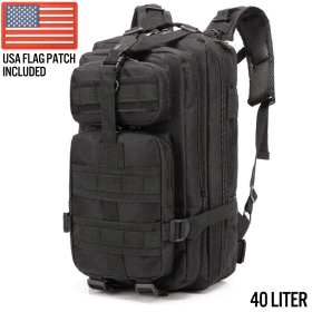 XG-MB40 - Large Tactical Backpack Survival Assault Bag 40 Liter Bug-Out Bag, Outdoor Sports. Waterproof, Durable. (Color: Black)